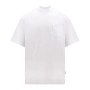 Hvit Crew-neck T-skjorte med Brystlomme
