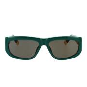 Pilotstil Solbriller med Grønn Acetatramme og Mørkegrå Linser