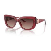 Unike Rektangulære Solbriller med Rød Transparent Ramme og Gradient Li...