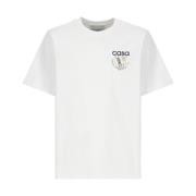 Sportif Logoed Hvit Bomull T-skjorte for Menn