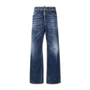 Blå high waist wide-leg ikon jeans