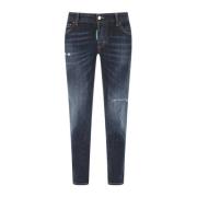Slim-Fit Mørkeblå Jeans for Moderne Kvinner