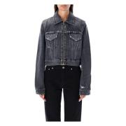 Svart Denim Cropped Jakke - Aw23 Kolleksjon