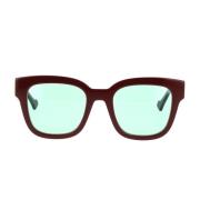 Minimalistiske firkantede solbriller med grønne linser