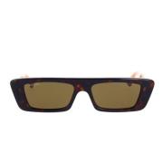 Rektangulære solbriller med Havana/Oransje ramme og bruneylonlinser