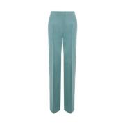 Straight-Leg Wool Silk Bukser Aqua Green