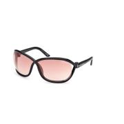 Blank sort solbriller med fiolette linser