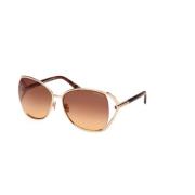 Blank roségull solbriller med gradientbrune linser