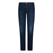 Slim Fit Blå Jeans med Vintage Skylling