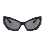 Cat-Eye Solbriller med Mørkegrå Linse og Svart Ramme