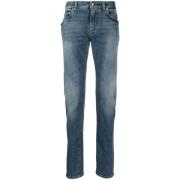 Slim-Fit Blå Jeans med Dekket Glidelås