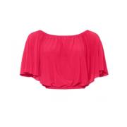 Solal Cropped Top - Korallrosa Stretch Bluse