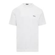 Hvit Crew Neck T-skjorte med Brodert Logo