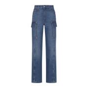 70-tallets Mørkeblå Zip Cargo Jeans