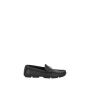 Svarte Lær Logo Loafer Sandaler