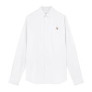Hvit Skjorte med Button-Down Krage