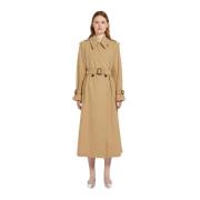 Beige ullblanding dobbeltspent trenchcoat