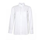 Hvit Bomullsskjorte med Sydde Detaljer
