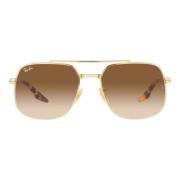 RB 3699 Sunglasses, Gold Frame, Light Brown Lenses