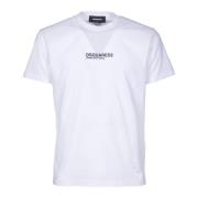 Hvit Bomull T-skjorte Mini Bokstavtrykk