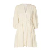 Hvit Selected Femme Slfhillie 3/4 Short Linen Dress