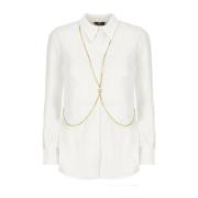 Hvit Skjorte med Colletto og Gyldne Detaljer