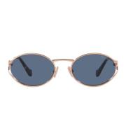 Miu Miu Ovale Solbriller med Mørkeblå Linser