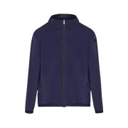 Blå Zip-through Sweatshirt med Hette
