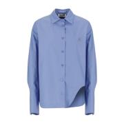 Lysblå Bomullsskjorte med Krage og Frontlogo