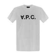 Hvit Bomull T-Skjorte med Marineblå V.p.c. Logo
