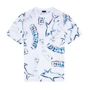 90-tallets Bomull Jersey Hai Print T-skjorte