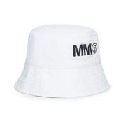 Hvit Bucket Hat med Logo Print
