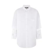 Hvit Bomullsskjorte med Cut-Out Ermer