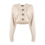 Beige Cashmere Cardigan Casual Style