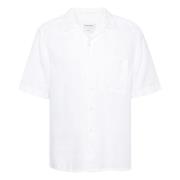 Hvit Calvin Klein Cuban Kortermet Lin Og Bomulls Skjorte - Hvit Skjort...