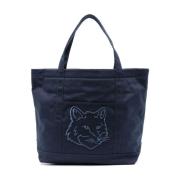 Blå Fox Head Tote Bag