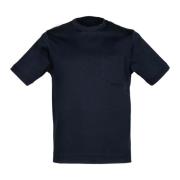 Blå Bomull Jersey Lomme T-skjorte