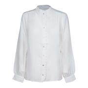 Hvit Silke And Skjorte med Ruffles