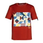 Geometrisk Print Rust Bomull T-skjorte