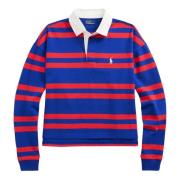 Rød Polo Ralph Lauren Rød/Blå Striped Jersey Rugby Shirt Genser