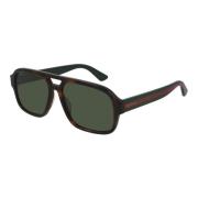 Stilige solbriller i Dark Havana/Green