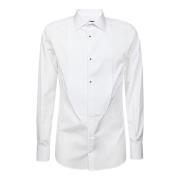 Hvit Bomullsskjorte med Plastron