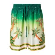 Trykt Grønn Silke Bermuda Shorts Africa Joy