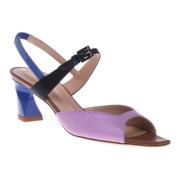 Sandal in lilac and blue calfskin