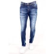 Slitte Slim Fit Jeans med Malingssprut - Dc-011