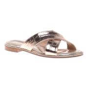 Slipper in platinum with crocodile print