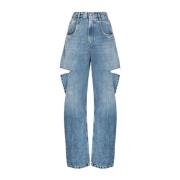 Clear Blue Distressed Straight-Leg Jeans