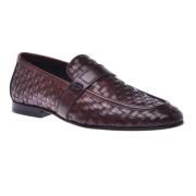 Loafer in dark brown woven leather
