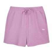 Rosa Fleece Jogger Shorts med Baby Fox Broderi