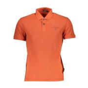 Oransje Polo Skjorte Stilig Print Broderi